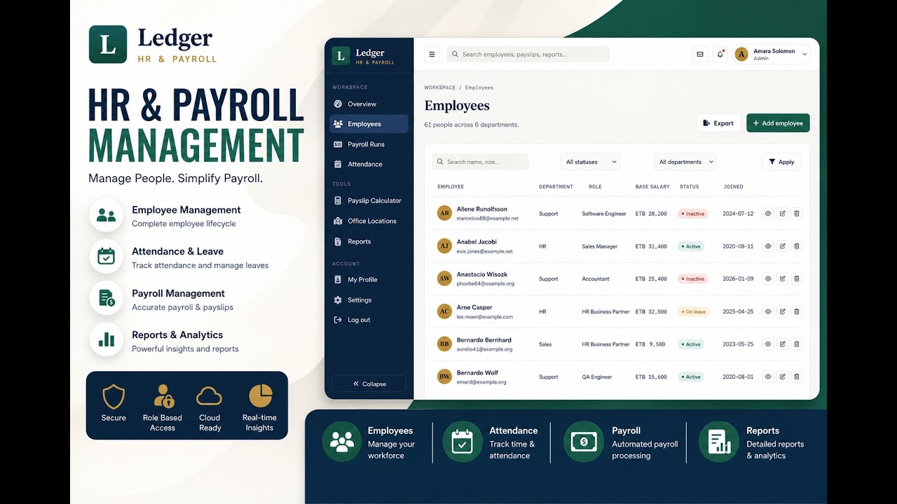 Ledger HR & Payroll Management System – Complete HRM & Payroll Automation Solution